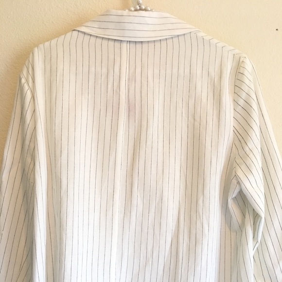 NWT Classic DREW Linen White Pin Striped Blazer - Picture 6 of 8